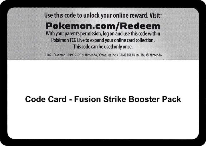Code Card Fusion Strike Booster Pack