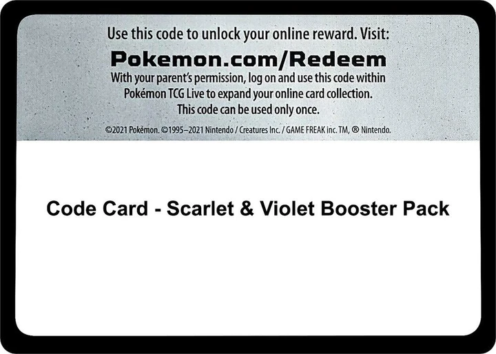 Code Card Scarlet and Violet Booster Pack