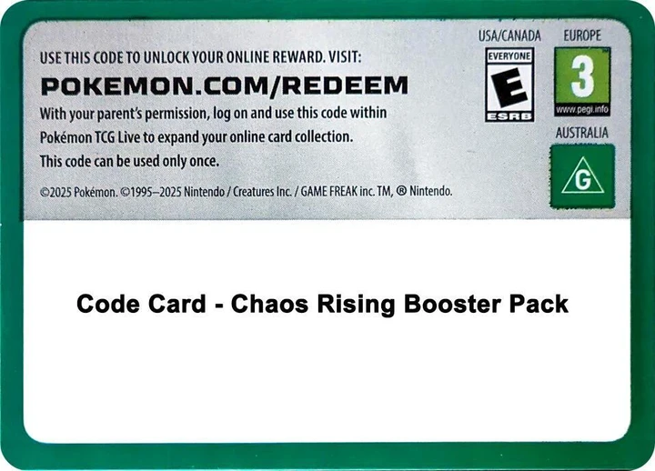 Code Card Chaos Rising Booster Pack